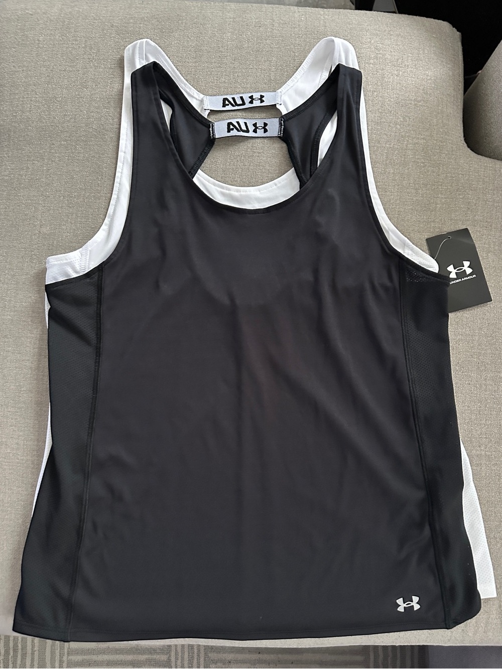 Under Armour White And Black Women's Mesh-Panel Racerback Tank